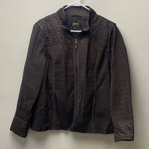 Women's Dark Brown Quilted Bomber Jacket